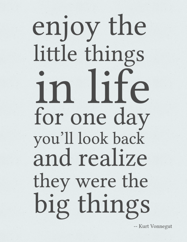 Vonnegut: Enjoy the little things in Life for one day you'll look back and realize they were the big things