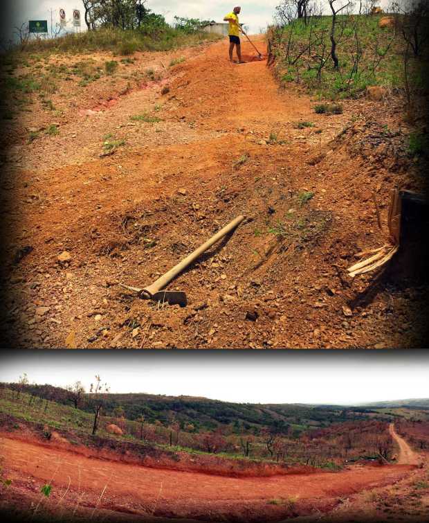The road to our property has a water carved canyon one one side and so we extended the road on the other-side in preparation for the heavier rains. The bottom picture is the finished version.
